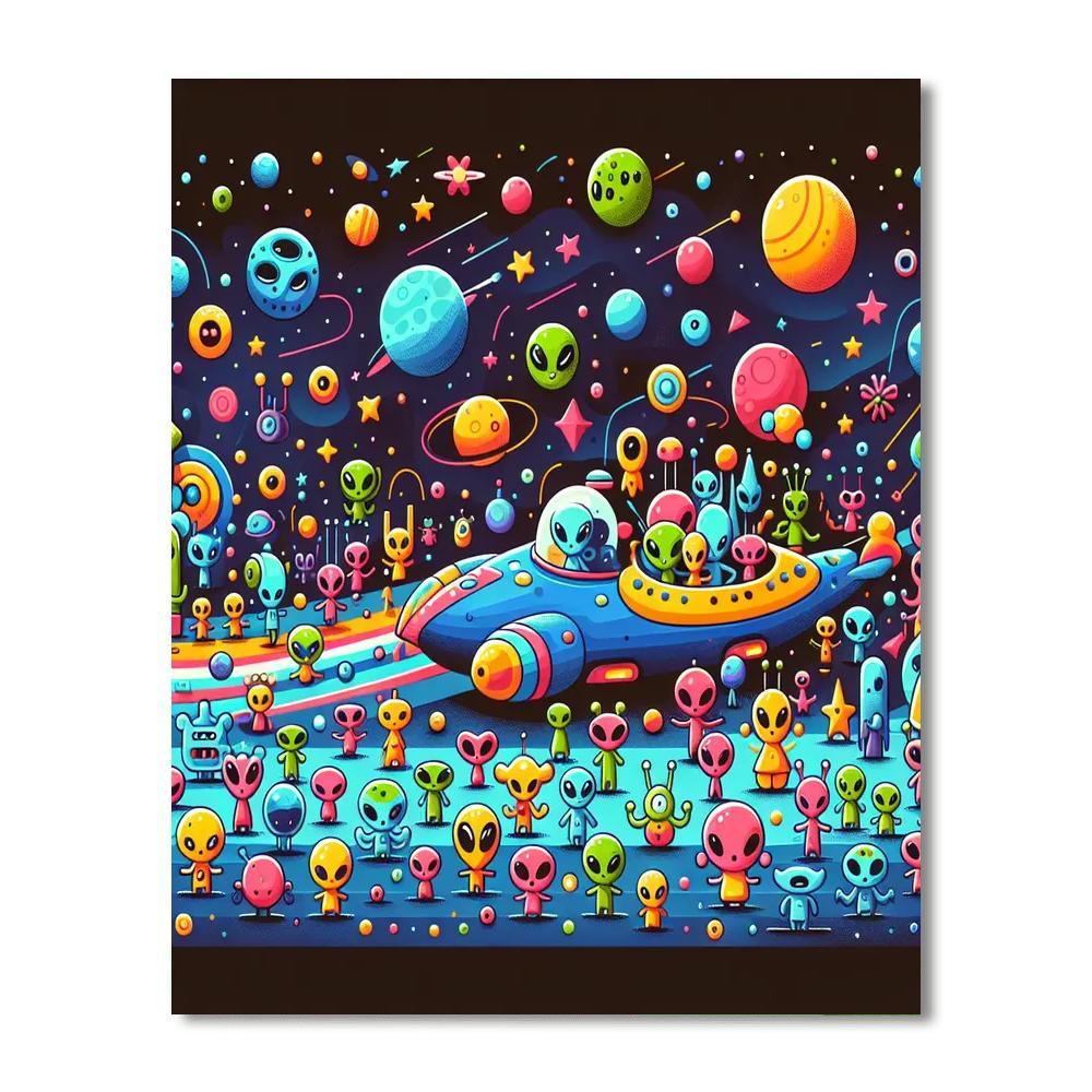 Space Adventure With Aliens Painting By Numbers Kit