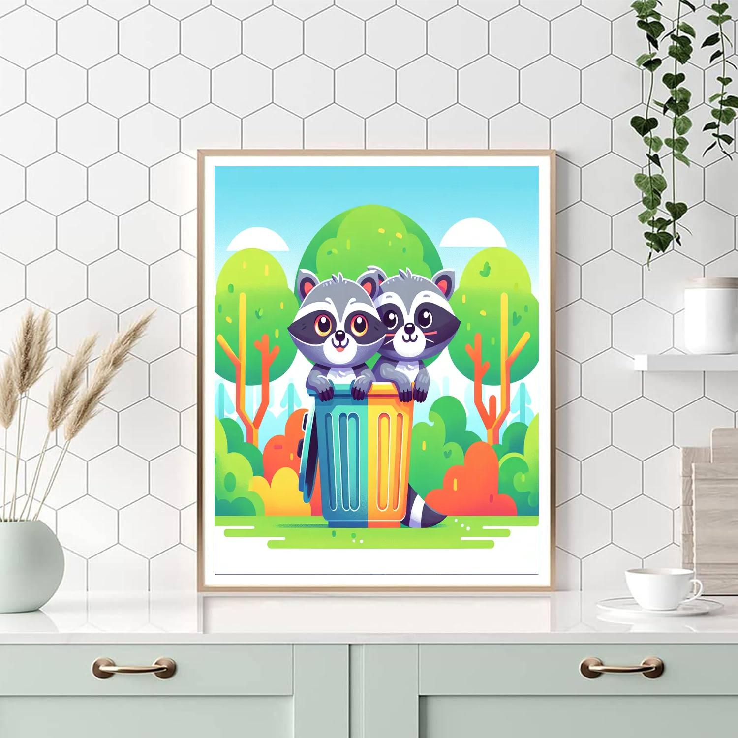 Silly Raccoons Number Painting