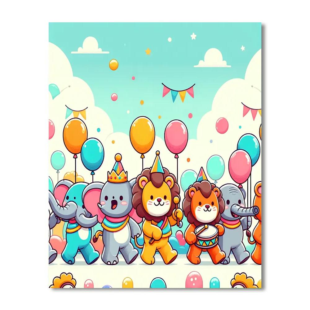 Joyful Parade Of Animals Numbered Painting Kits