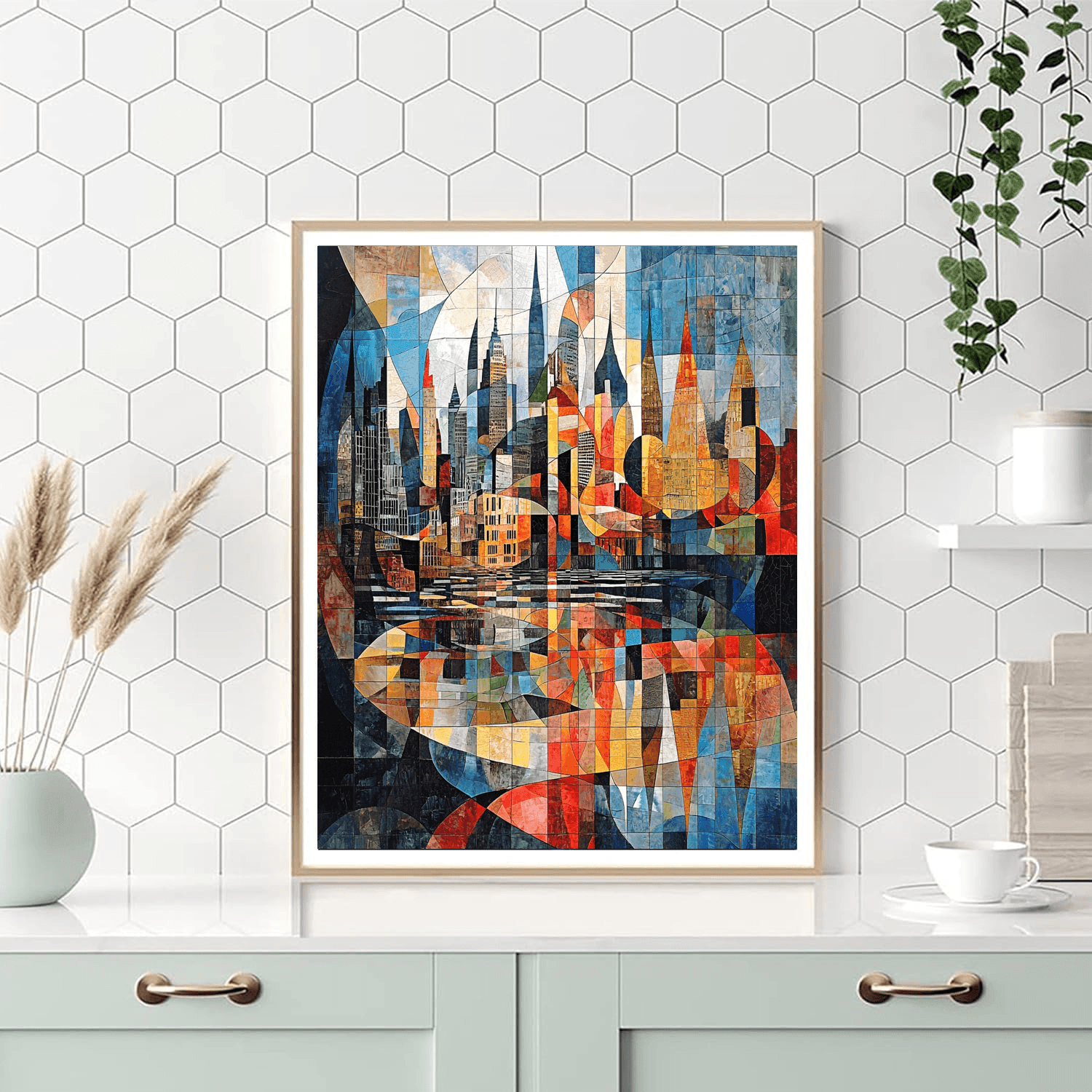 Pablo Picasso Inspired Cubist Cityscape Reflection  Paint By Numbers Art