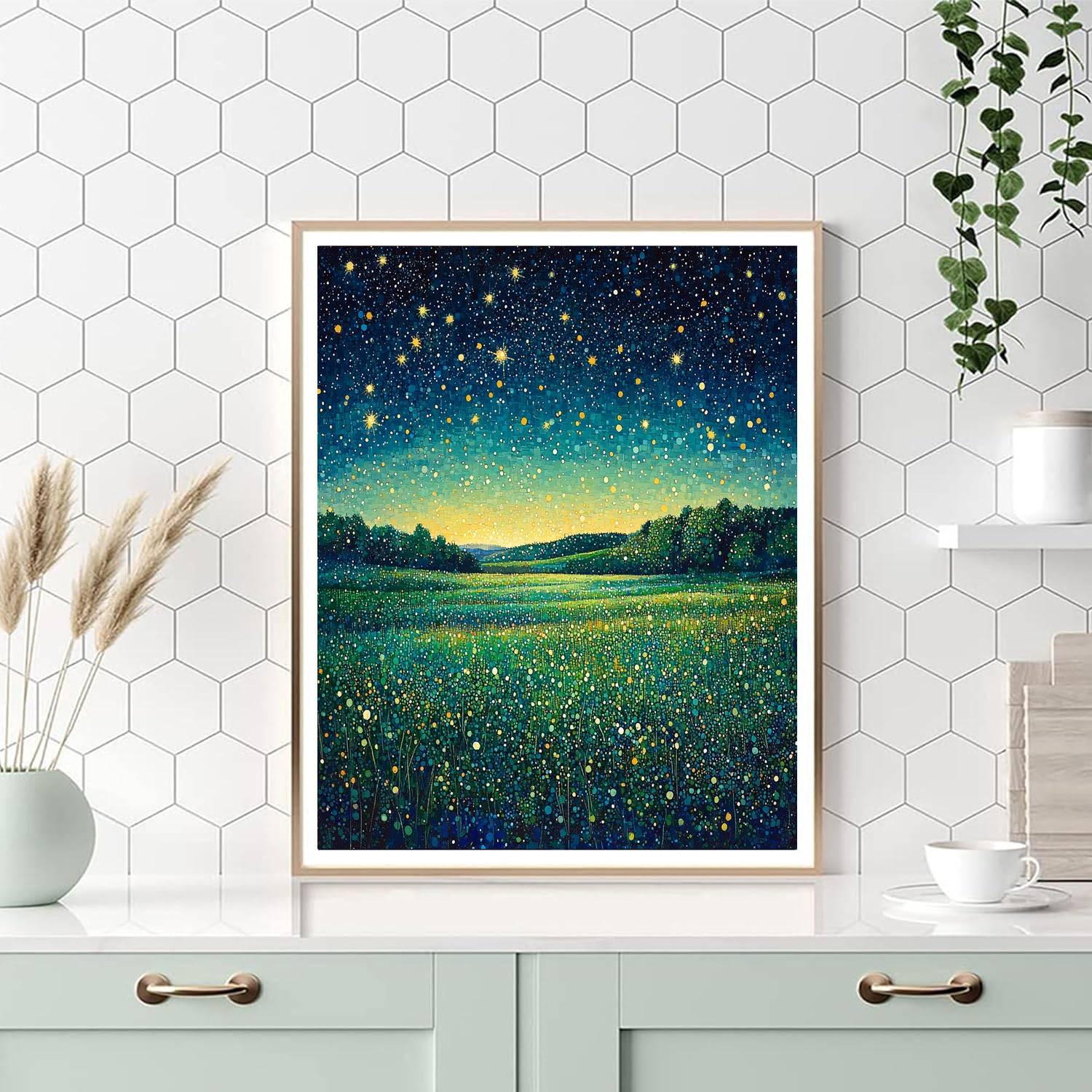 Georges Seurat Inspired Starry Meadow Symphony  Paint By Numbers Kits