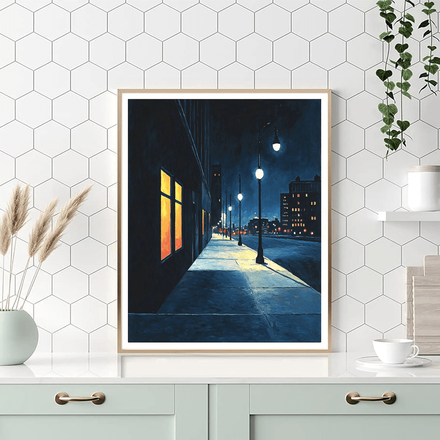 Edward Hopper Inspired Nighttime Citylights  Paint By Numbers Art