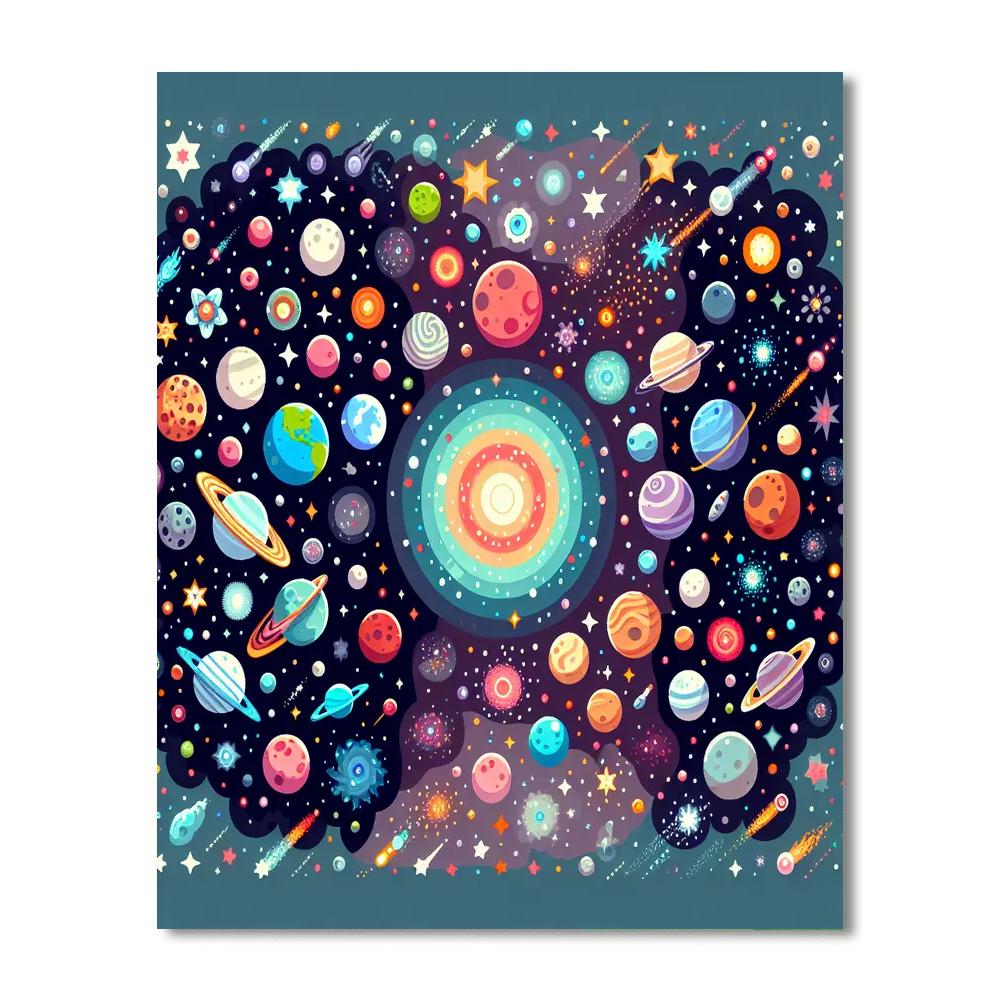 Splendid Solar System Soiree Paint By Numbers Art