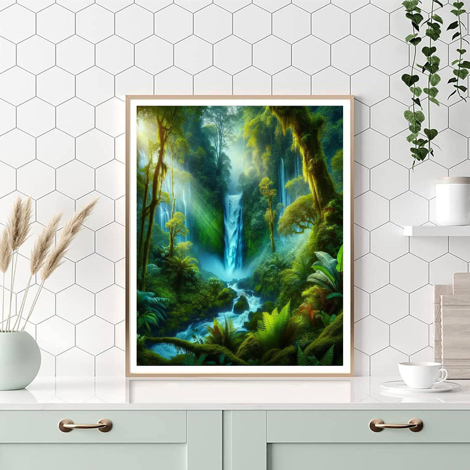 Mystical Rainforest Waterfall DIY Paint By Numbers