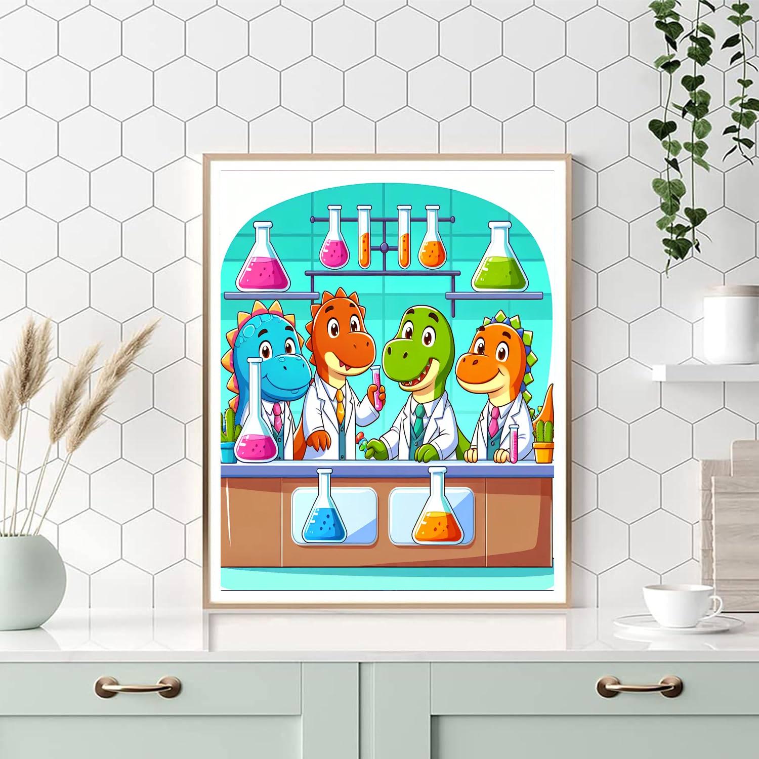 Dinosaur Scientist Lab Paint By Numbers Art