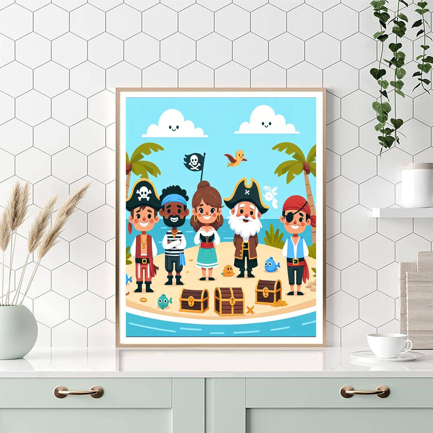 Silly Pirate Treasure Hunt Paint By Numbers Art