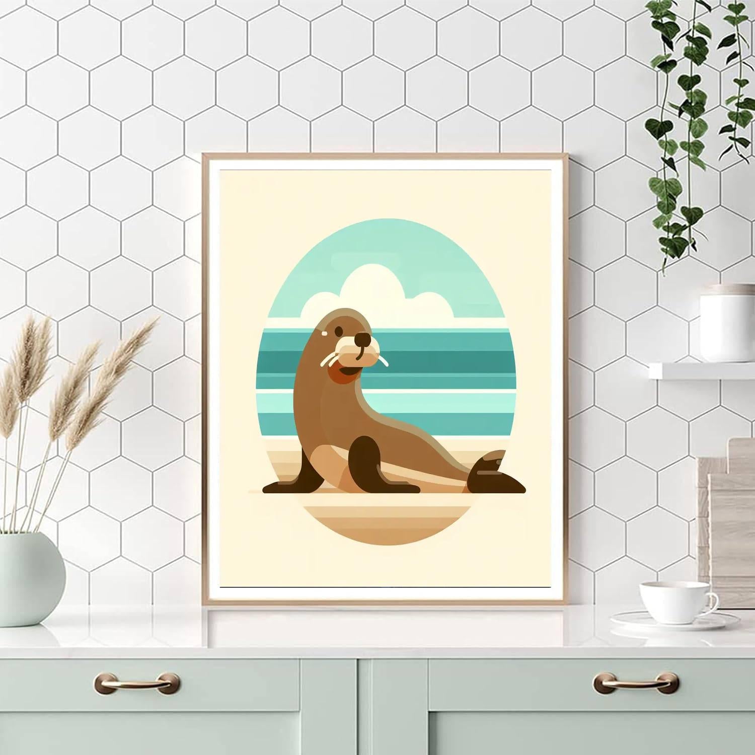 Silly Sea Lion Paint By Numbers Art