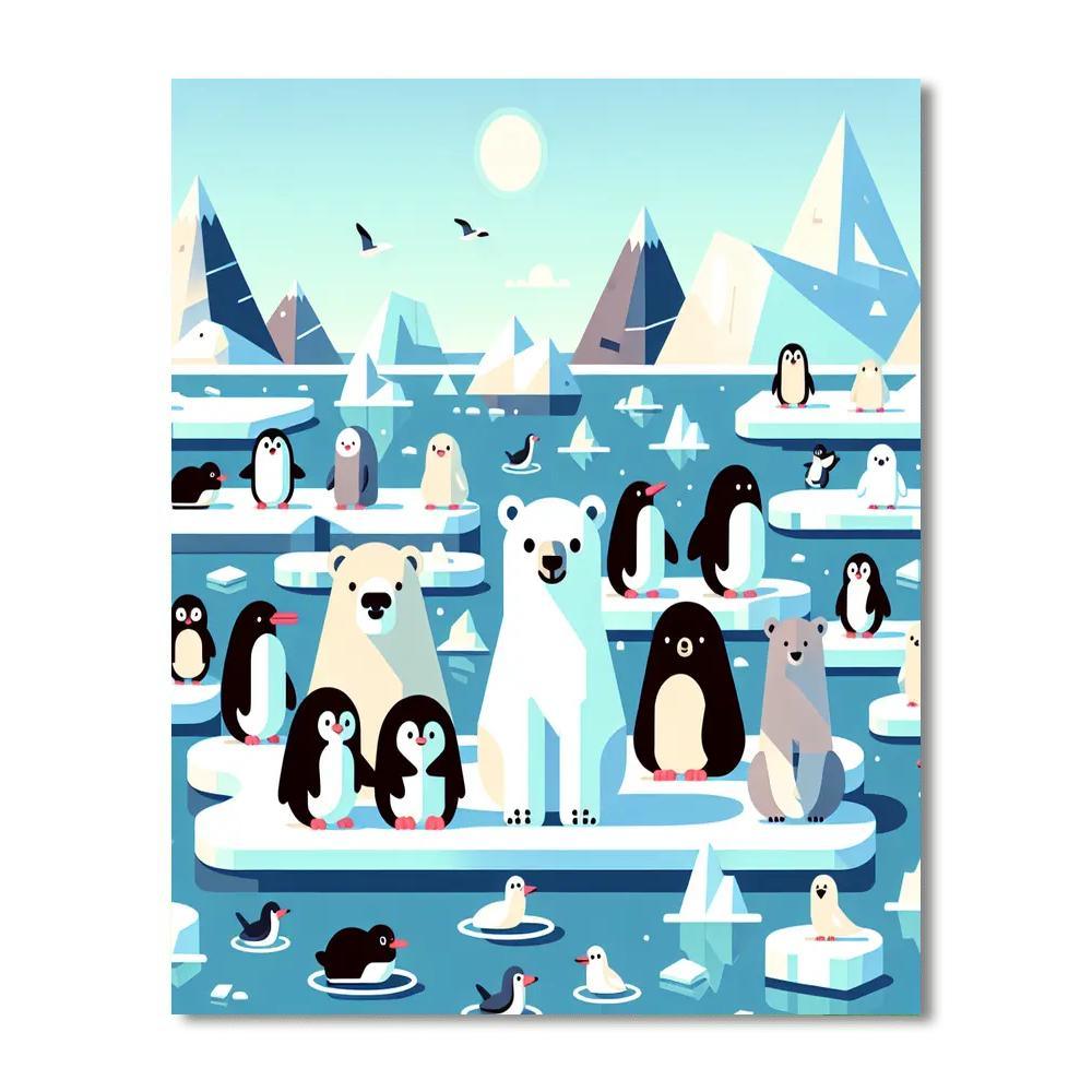 Polar Expedition With Friendly Animals Painting By Numbers Kit