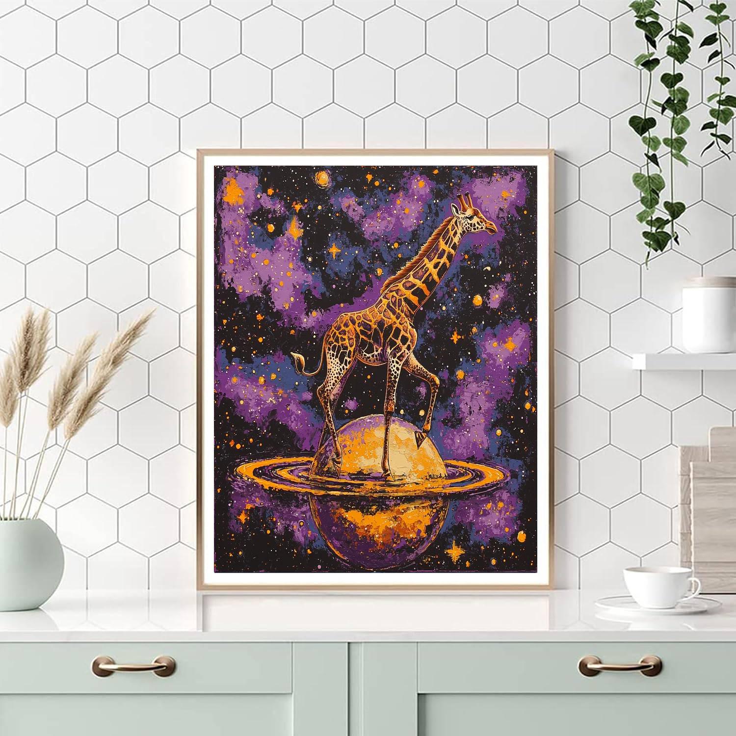 Dali Inspired Giraffe Galaxy  Number Painting