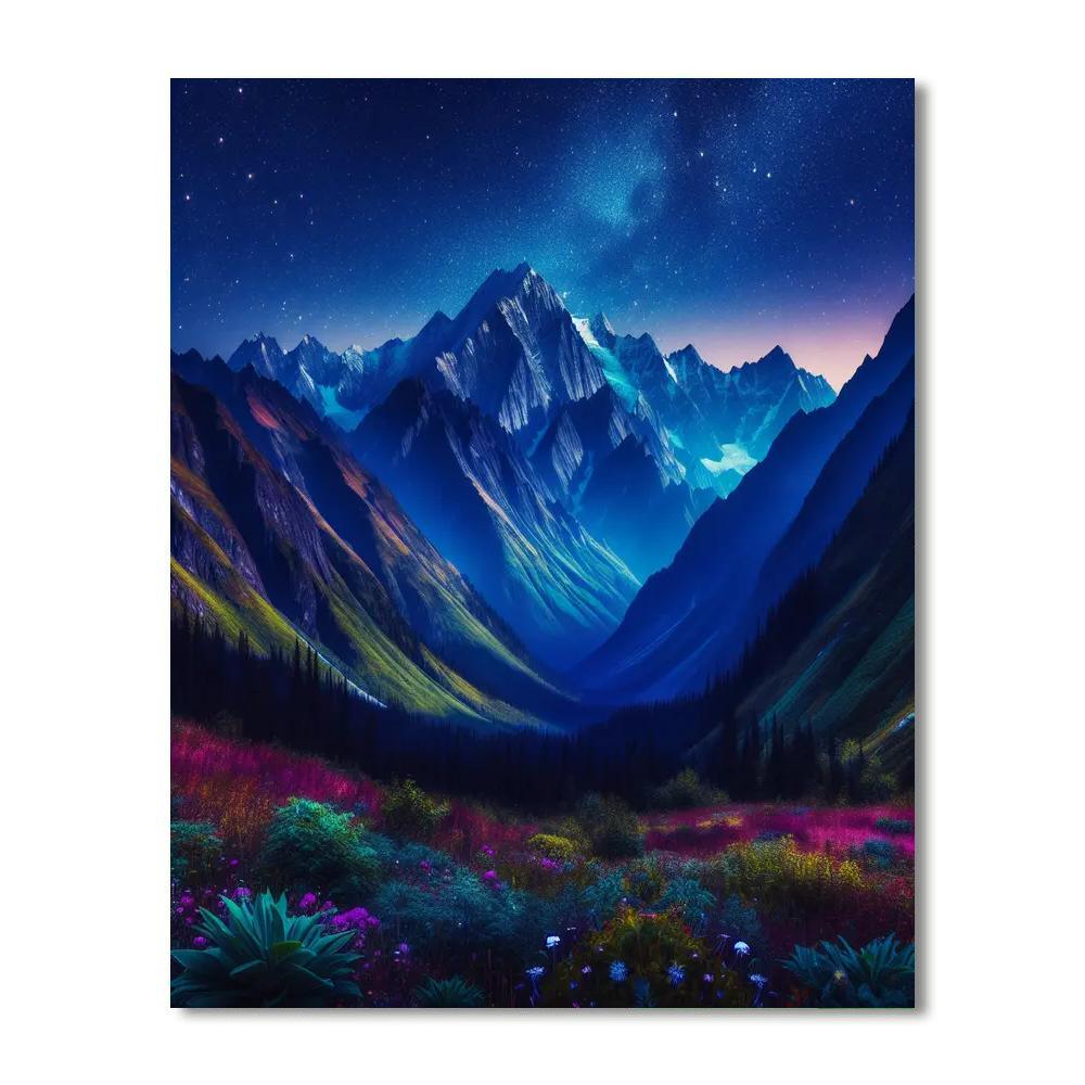 Starlit Night In The Mountains Painting Number Kit