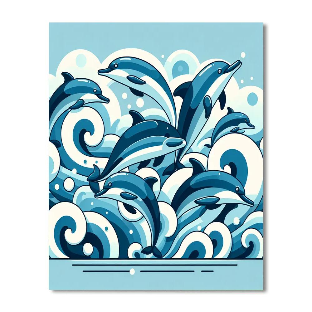Leaping Dolphin's Ocean Joy Paint By Numbers Kits