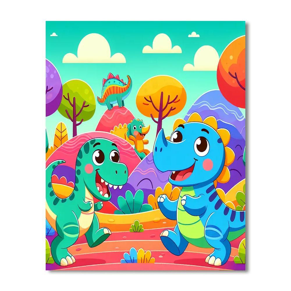 Dinosaur Safari Adventure Paint By Numbers Art