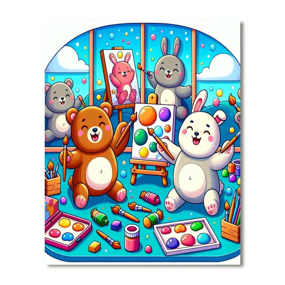 Whimsical Animal Artists Paint By Numbers Art