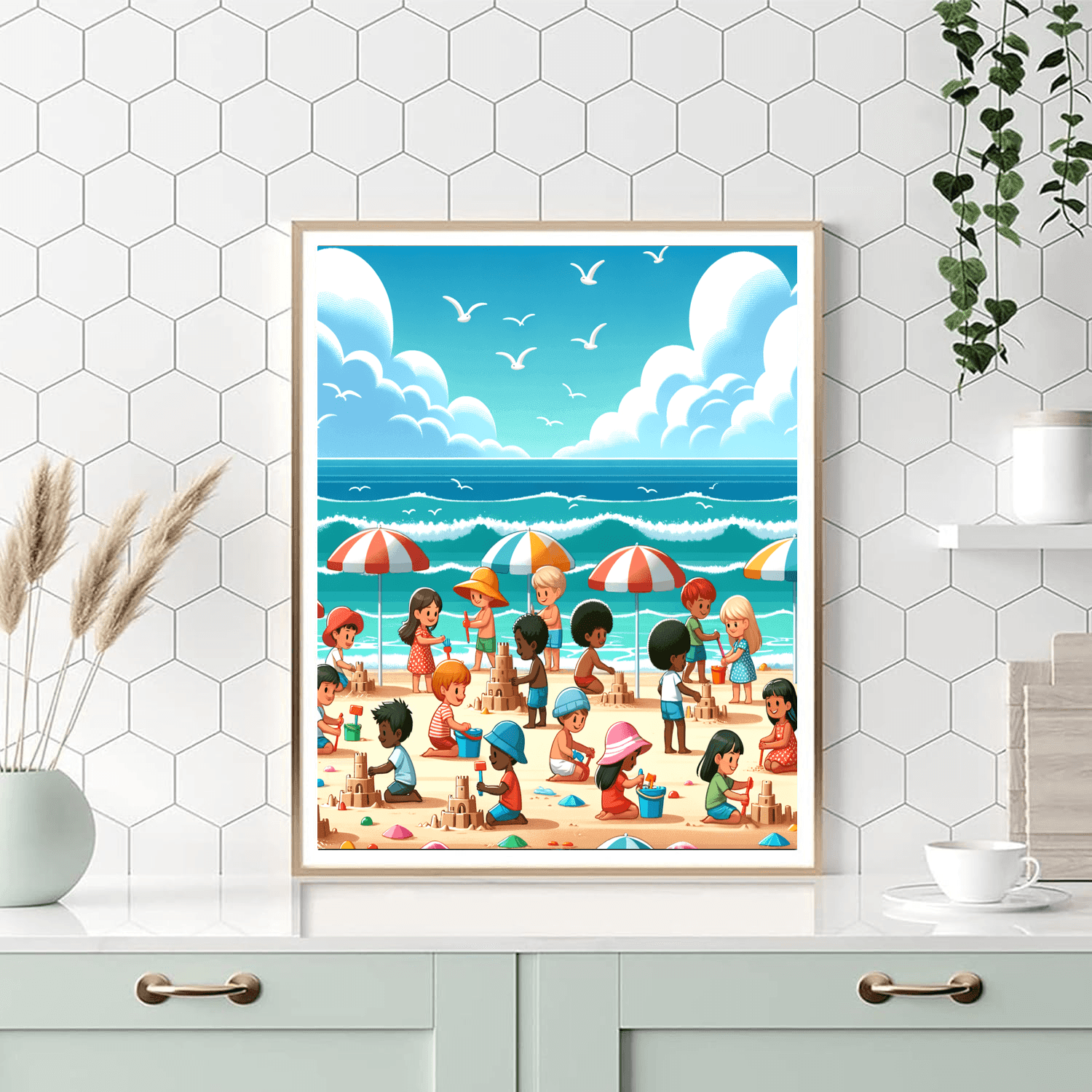 Cheerful Beach Adventure Numbered Painting Kits