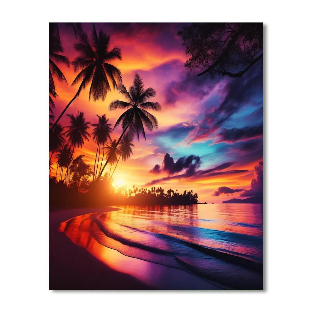 Enchanting Sunset Oasis Painting By Numbers Kit