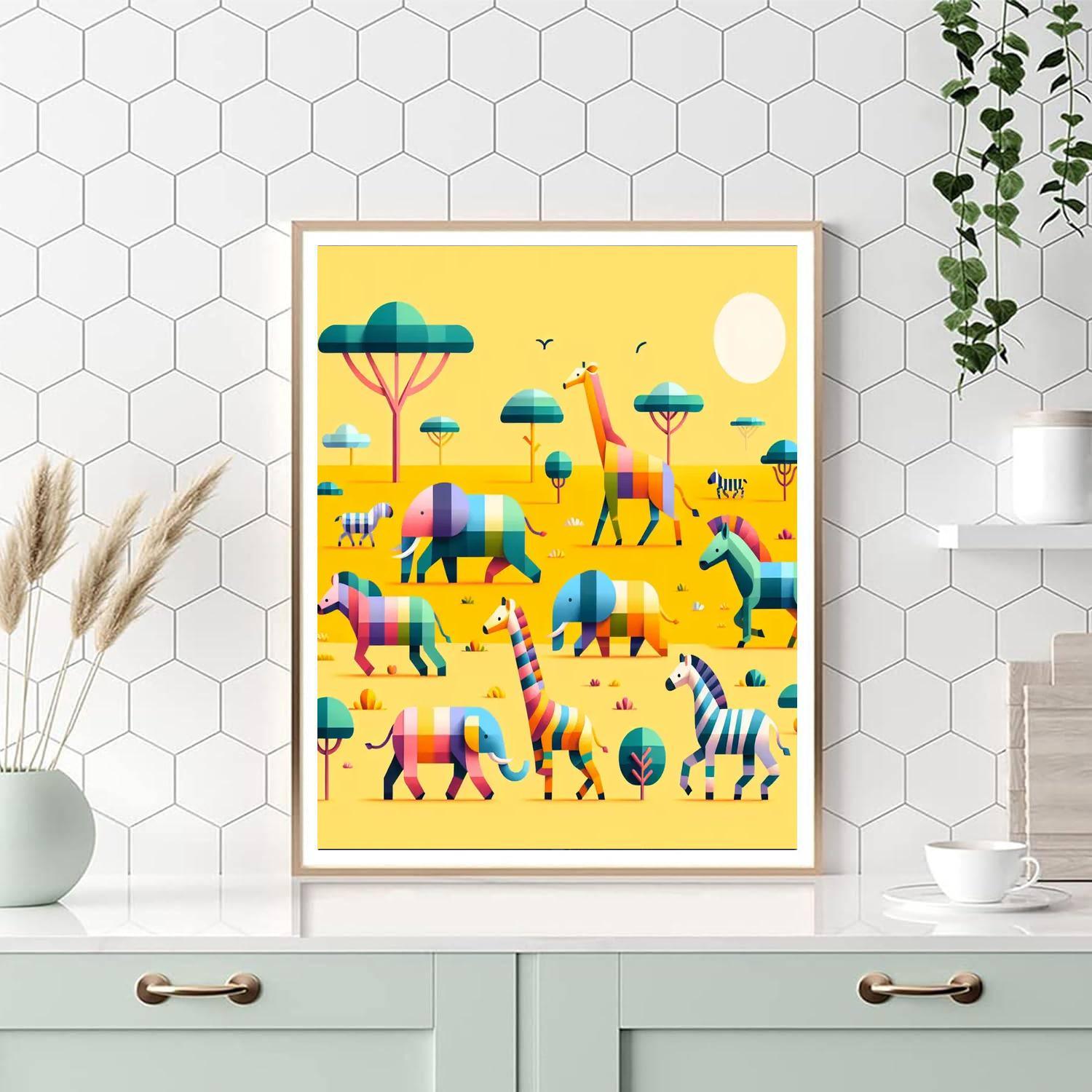 Sunny Savannah Stroll Number Painting