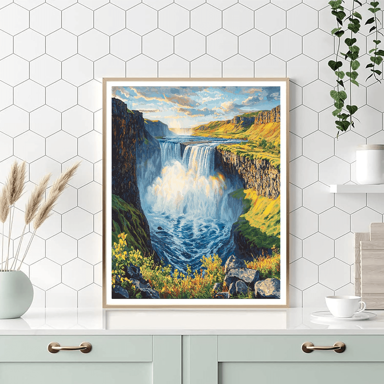 Gullfoss Waterfall Number Painting