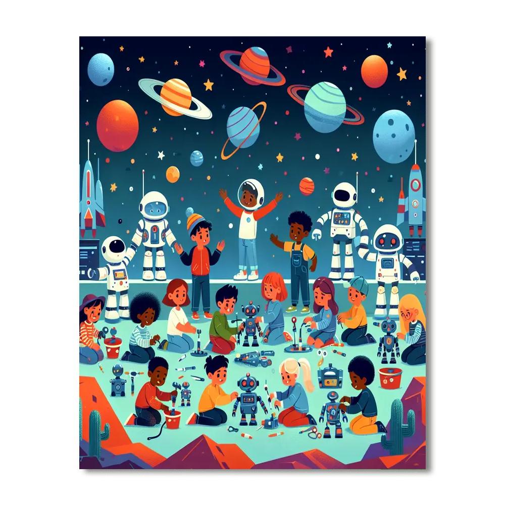 Robot Space Rescue Paint By Number