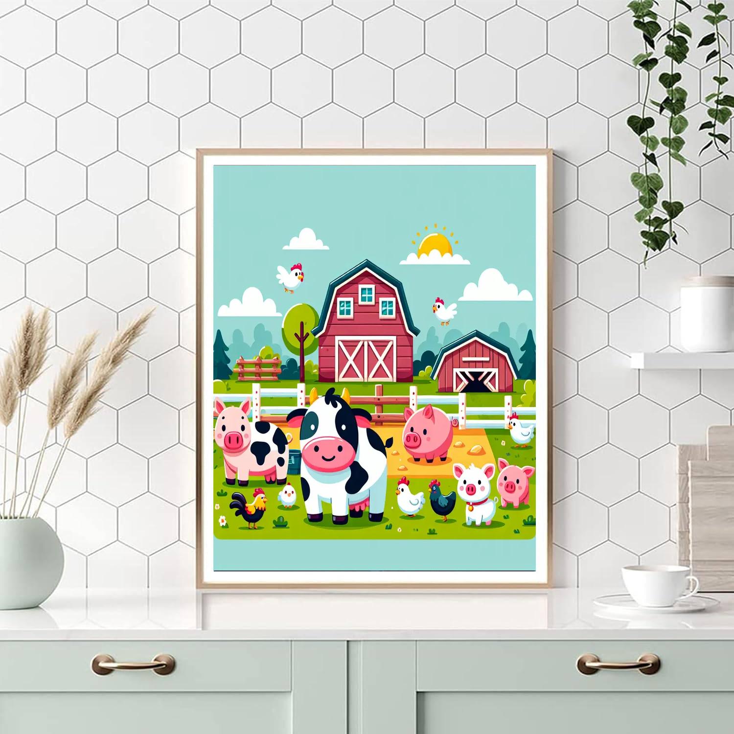Farmyard Fun Scene Numbered Painting Kits