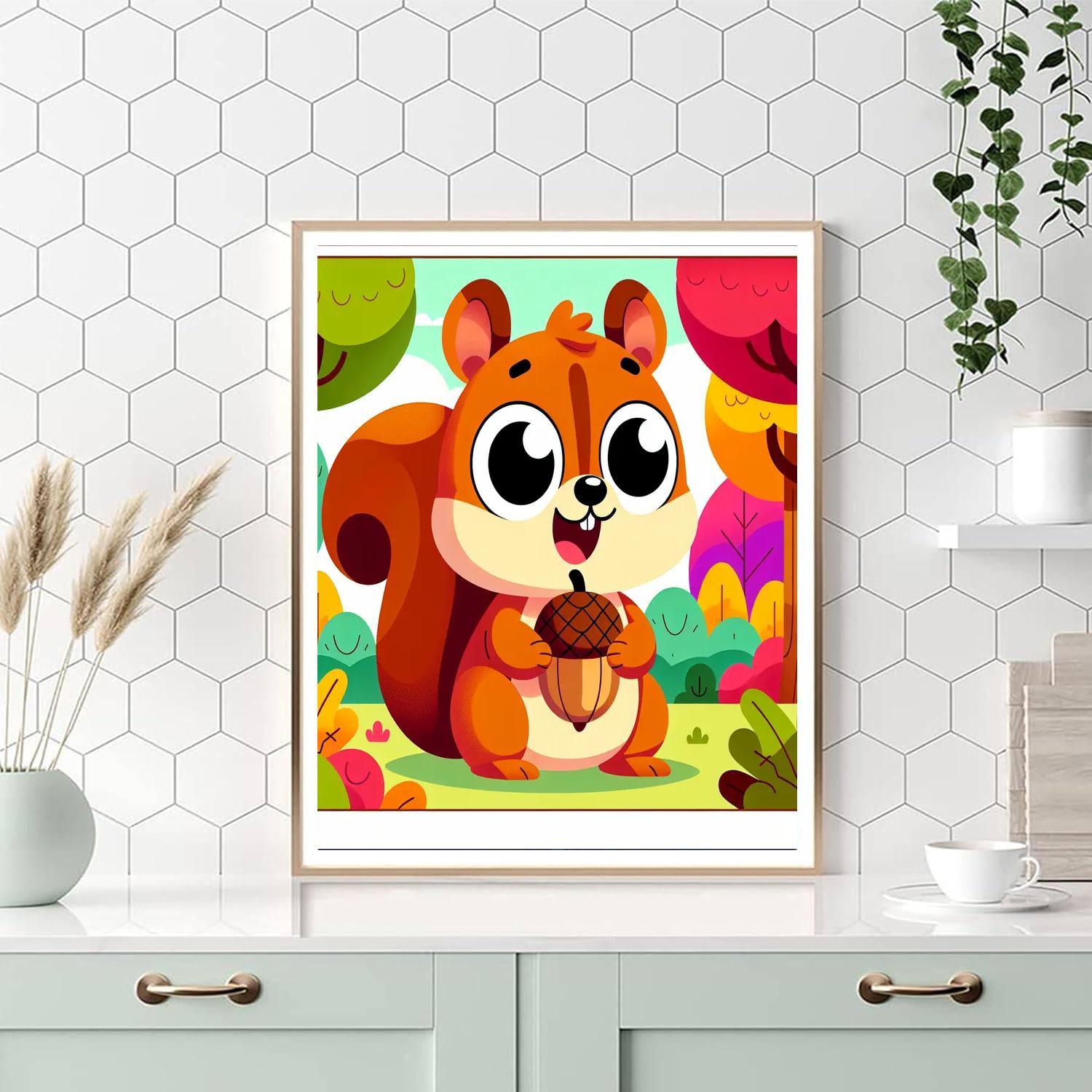 Charming Little Squirrel Number Painting