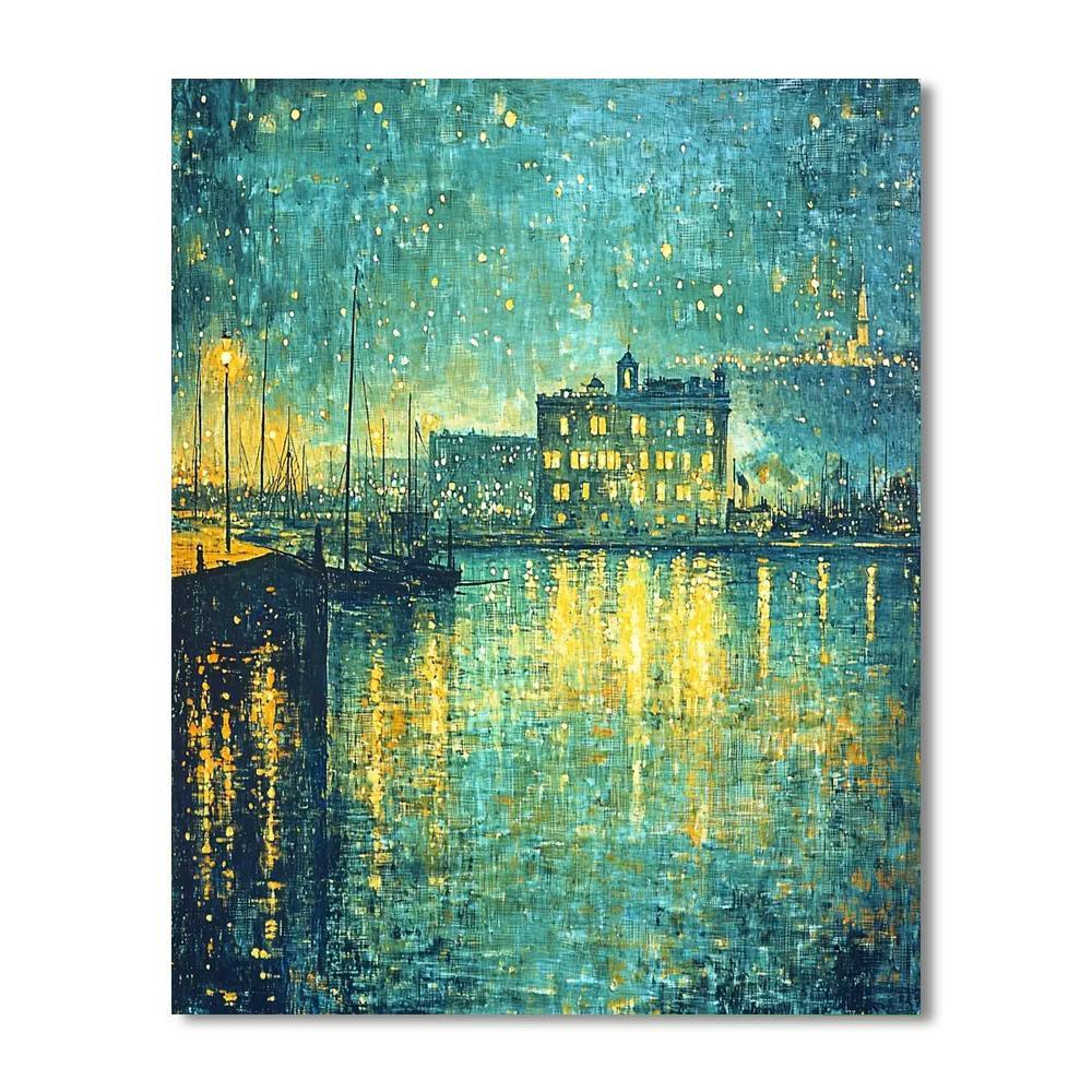 James Whistler Inspired Luminous Urban Nightscape  Paint By Numbers