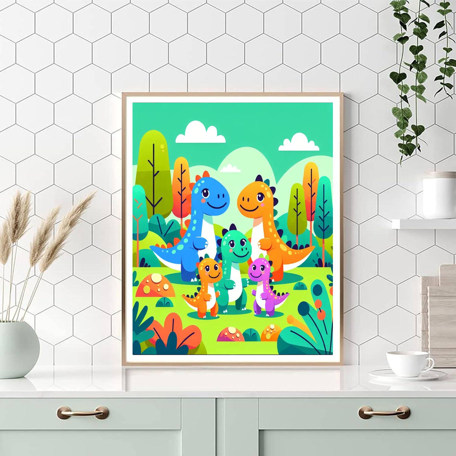 Silly Dinosaur Family Numbered Painting Kits