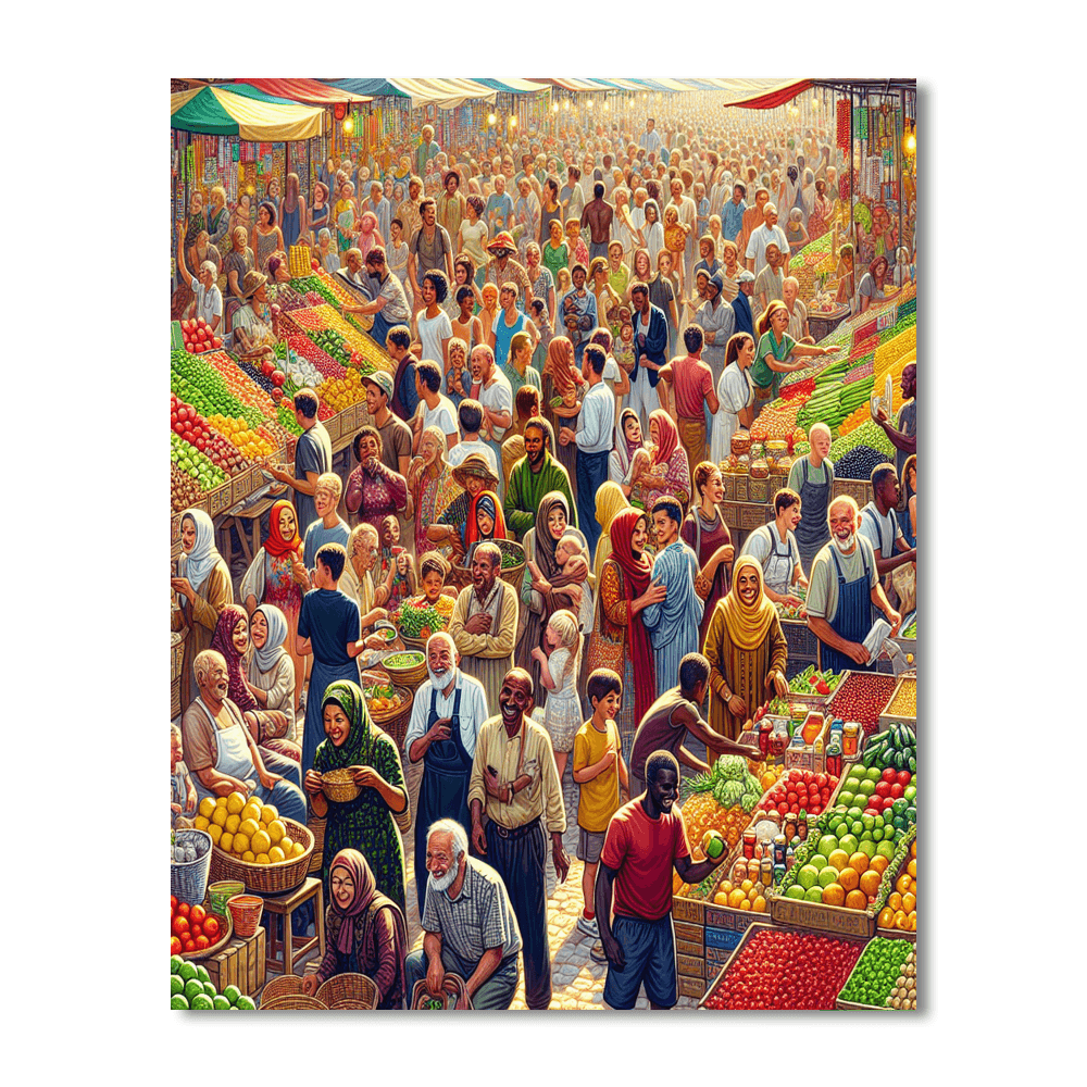 Vivid Summer Market Painting Number Kit