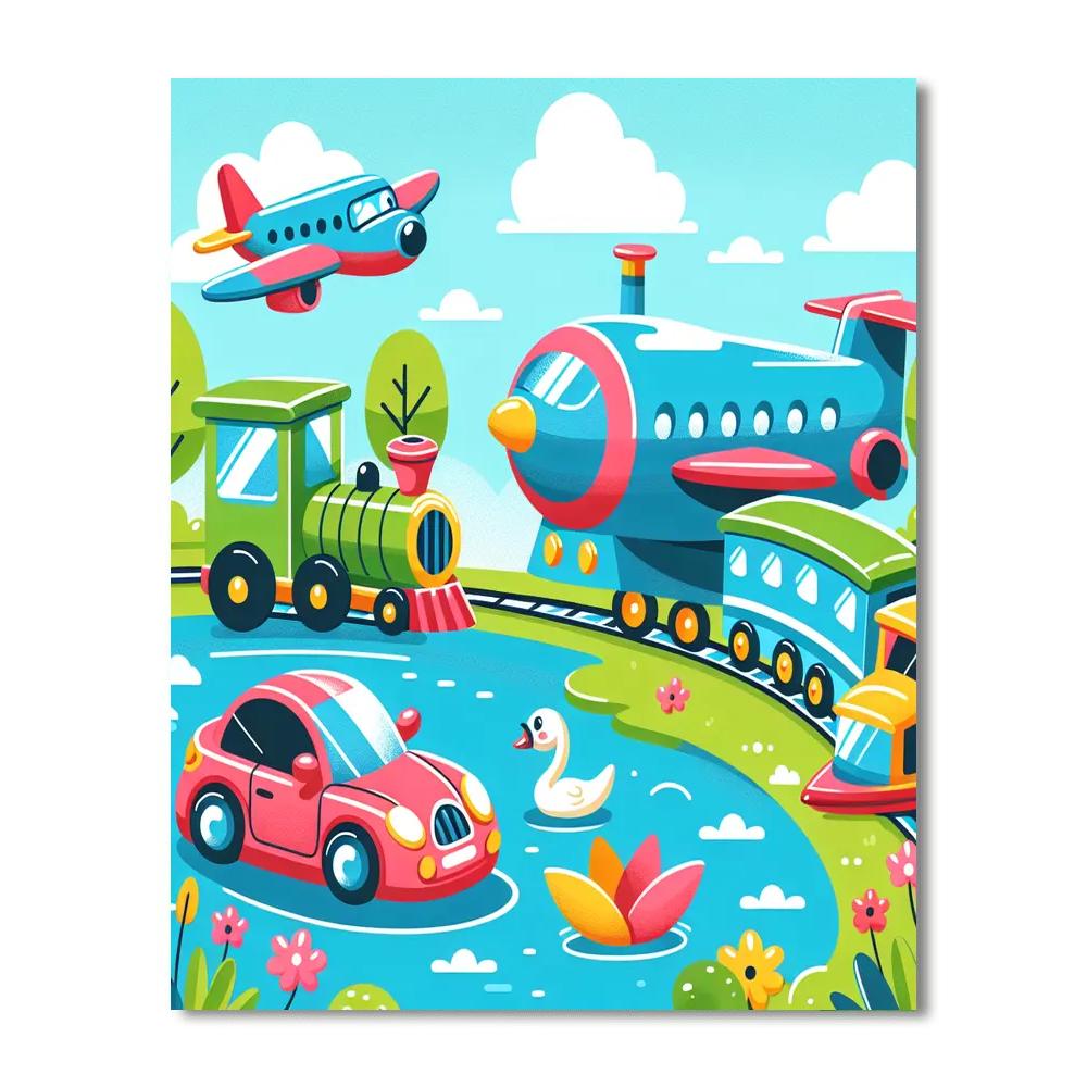 Colorful Transport Painting By Numbers Kit