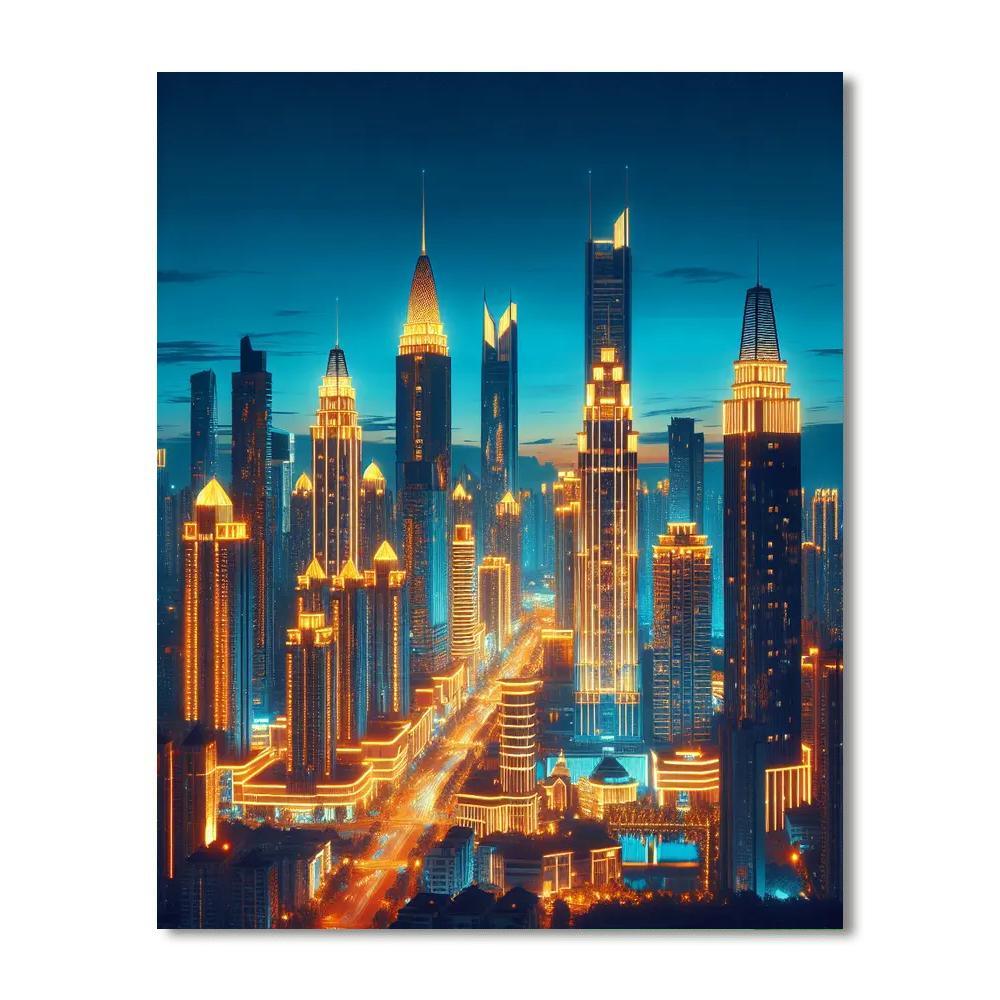 Urban Skyline Night Lights Numbered Painting Kits