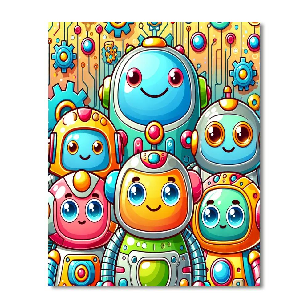 Friendly Robot Squad Painting By Numbers Kit