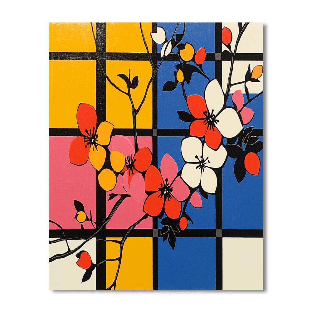 Mondrian Inspired Geometric Nature  Painting By Numbers Kit