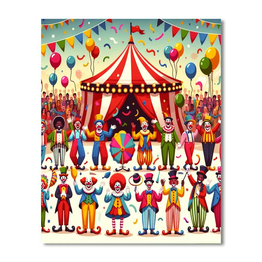 Cheerful Clown Circus Painting Number Kit