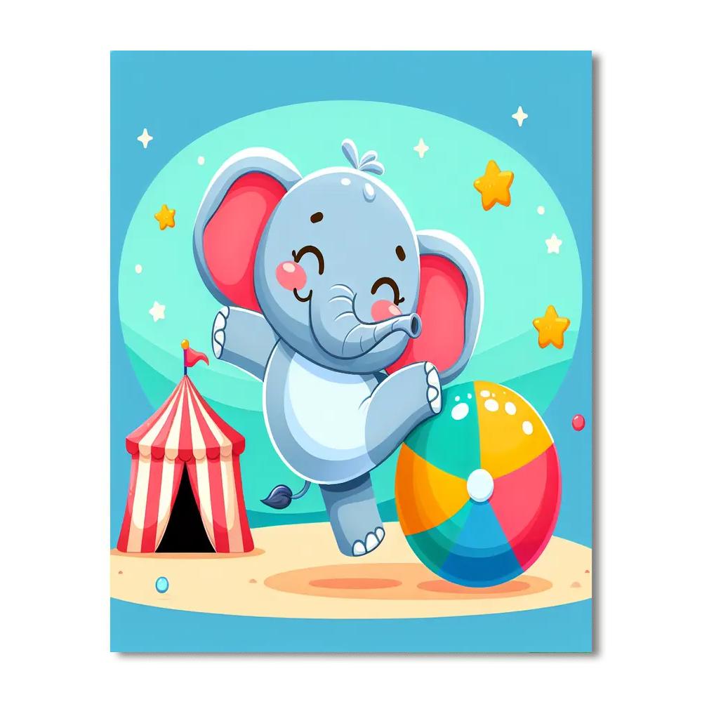 Merry Circus Elephant DIY Paint By Numbers