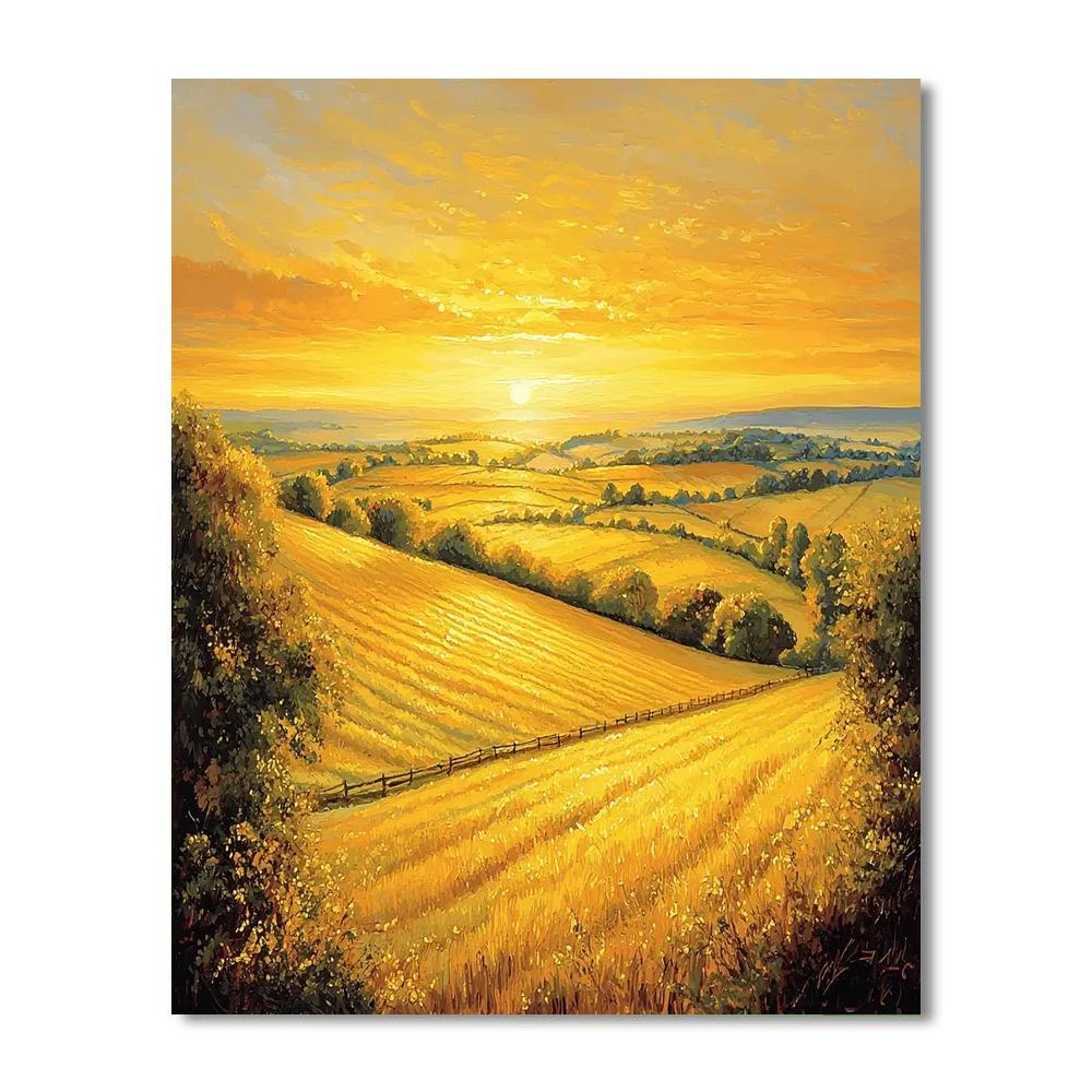 John Constable Inspired Golden Sunset Fields  Paint By Numbers