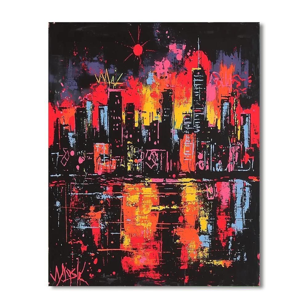 Basquiat Inspired Urban Graffiti Skyline  Paint By Numbers