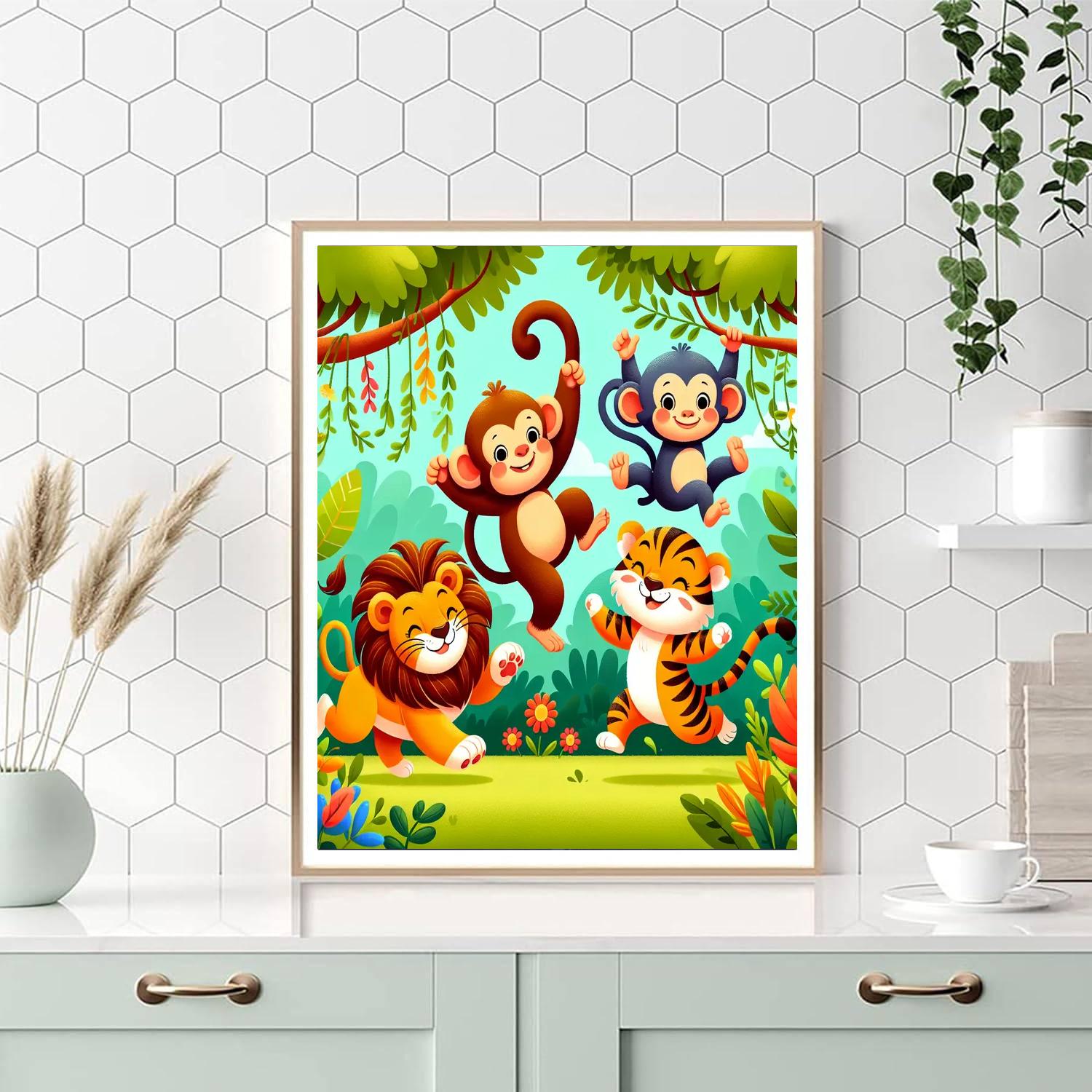 Bouncy Jungle Animals Painting By Numbers Kit