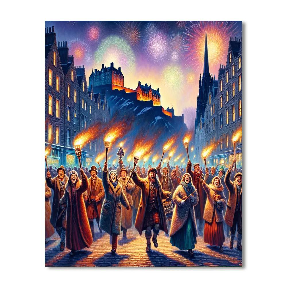 Hogmanay - Edinburgh - Scotland Painting Number Kit