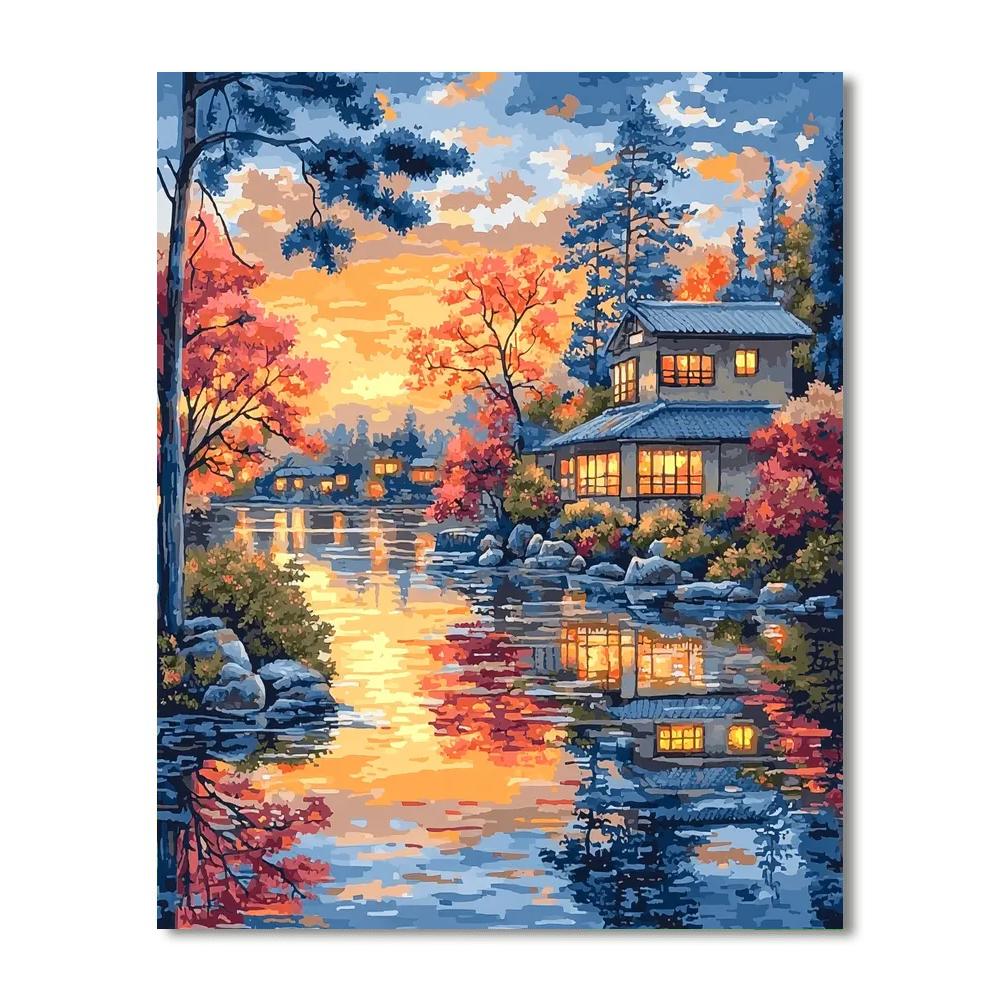 Utagawa Hiroshige Inspired Twilight's Embrace In The Village  Painting By Numbers Kit