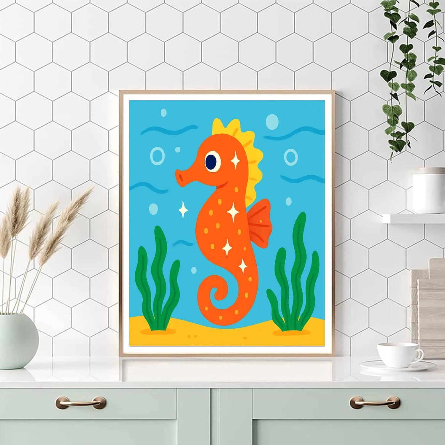 Sparkling Sea Horse DIY Paint By Numbers