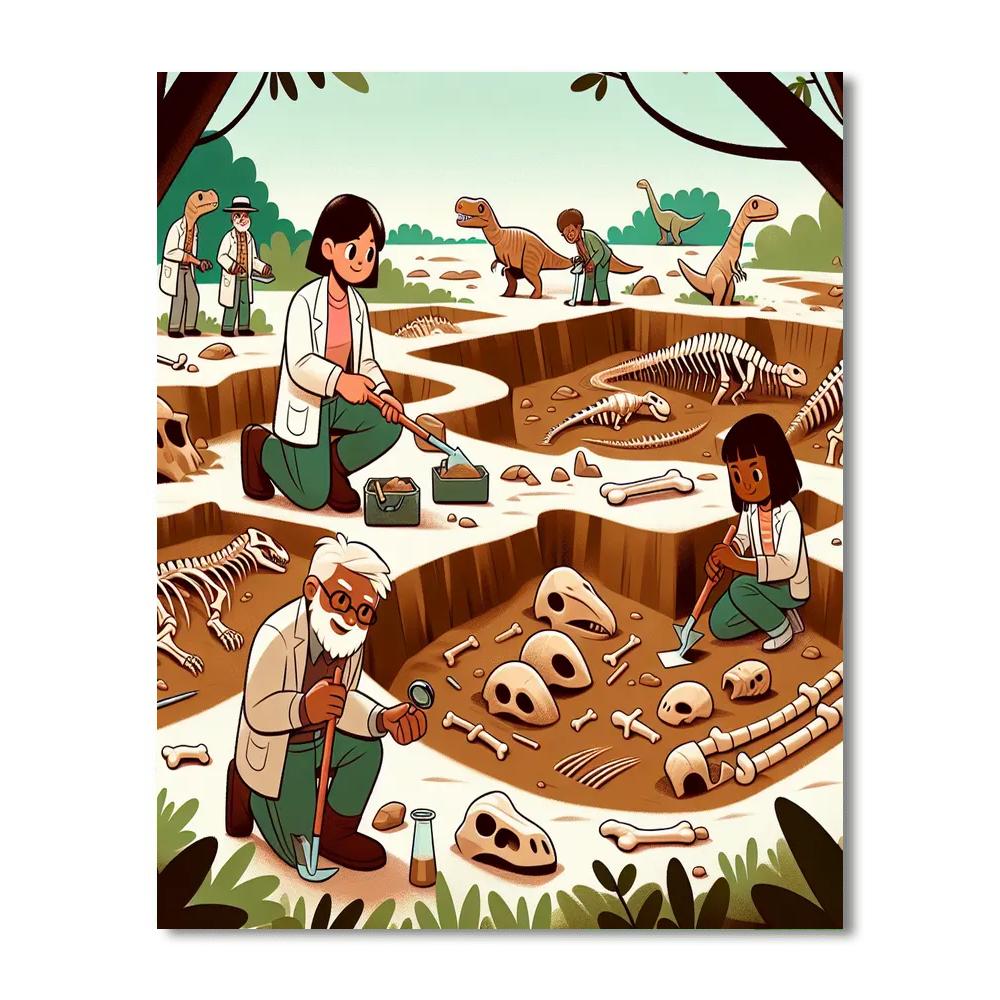 Dynamic Dinosaur Dig Paint By Numbers Art