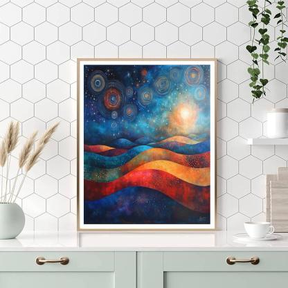 Nandalal Bose Inspired Mystical Elements Of The Cosmos  Painting Number Kit