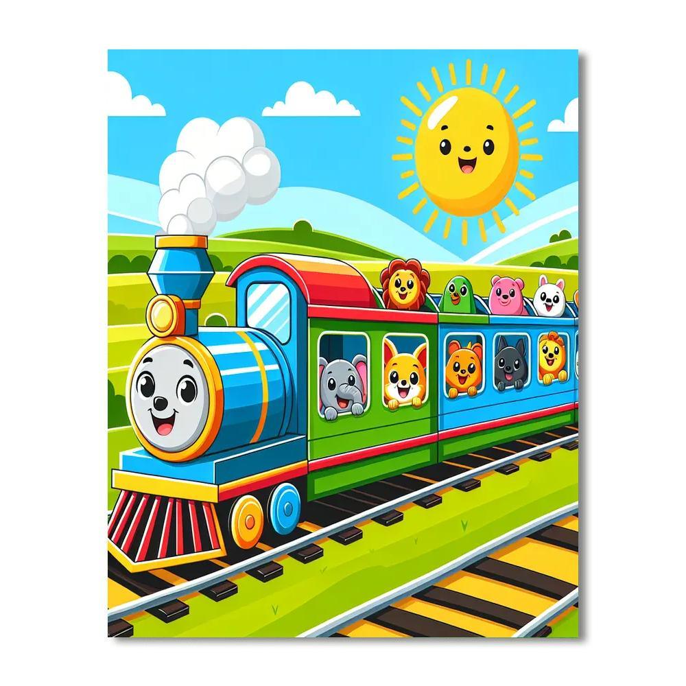 Joyful Train Adventure Paint By Numbers Art