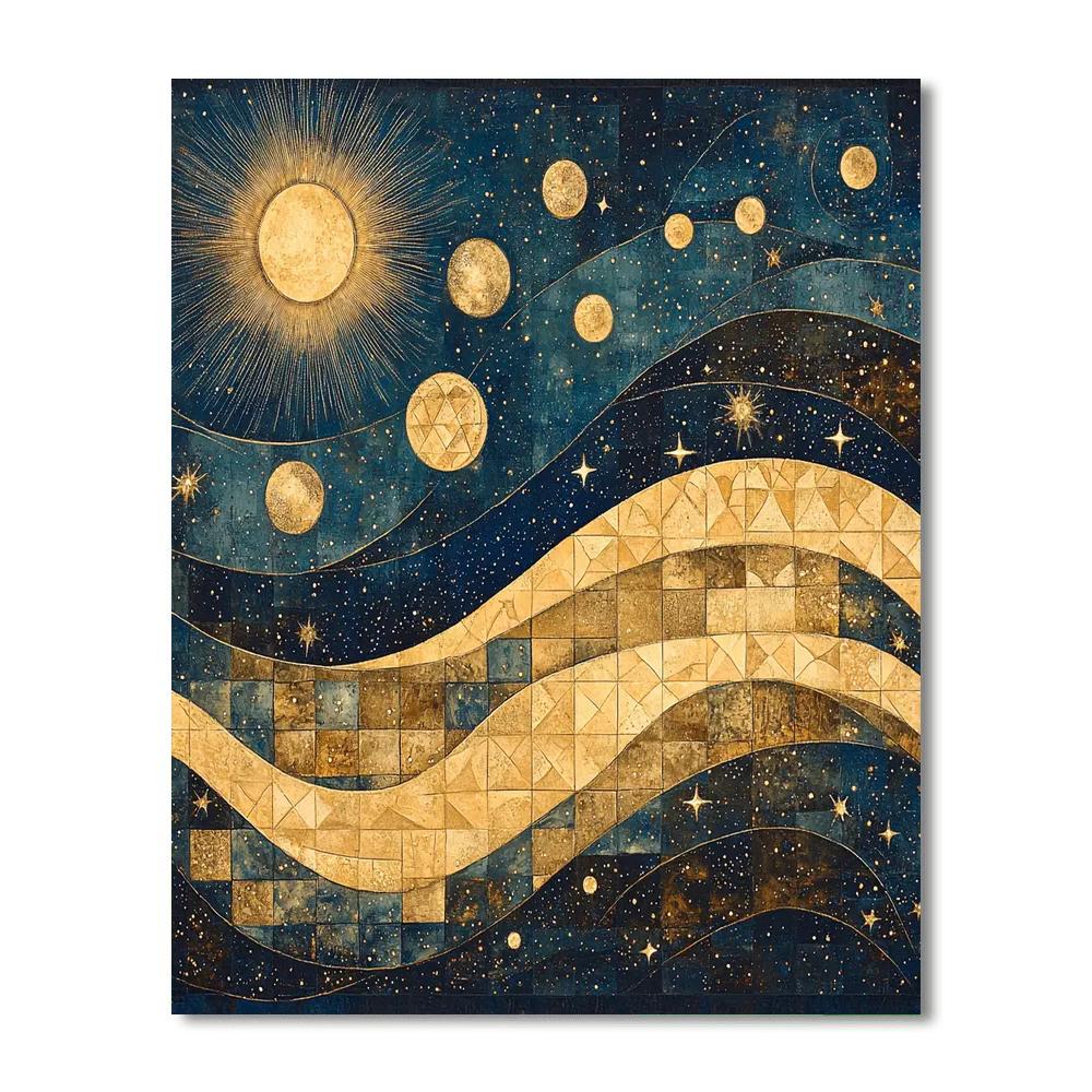 Gustav Klimt Inspired Celestial Harmony Mural  Paint By Numbers Art