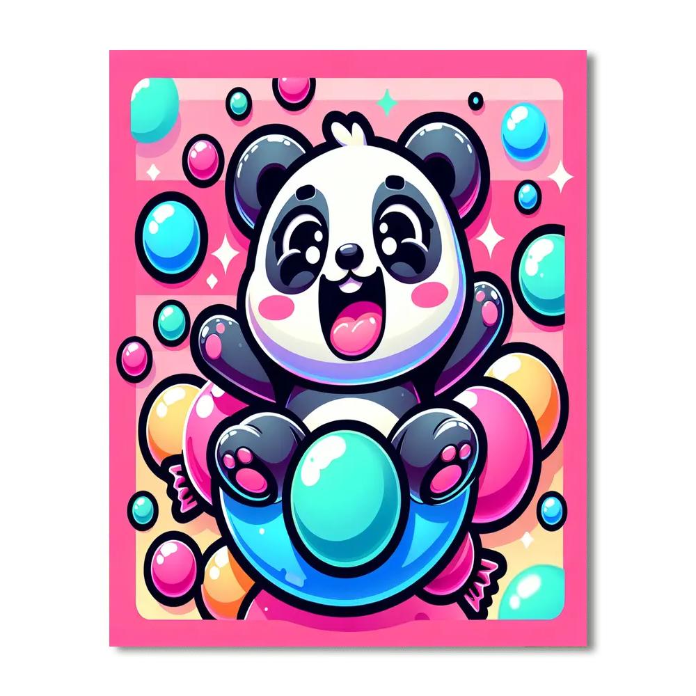 Bouncing Bubblegum Panda Paint By Numbers Art