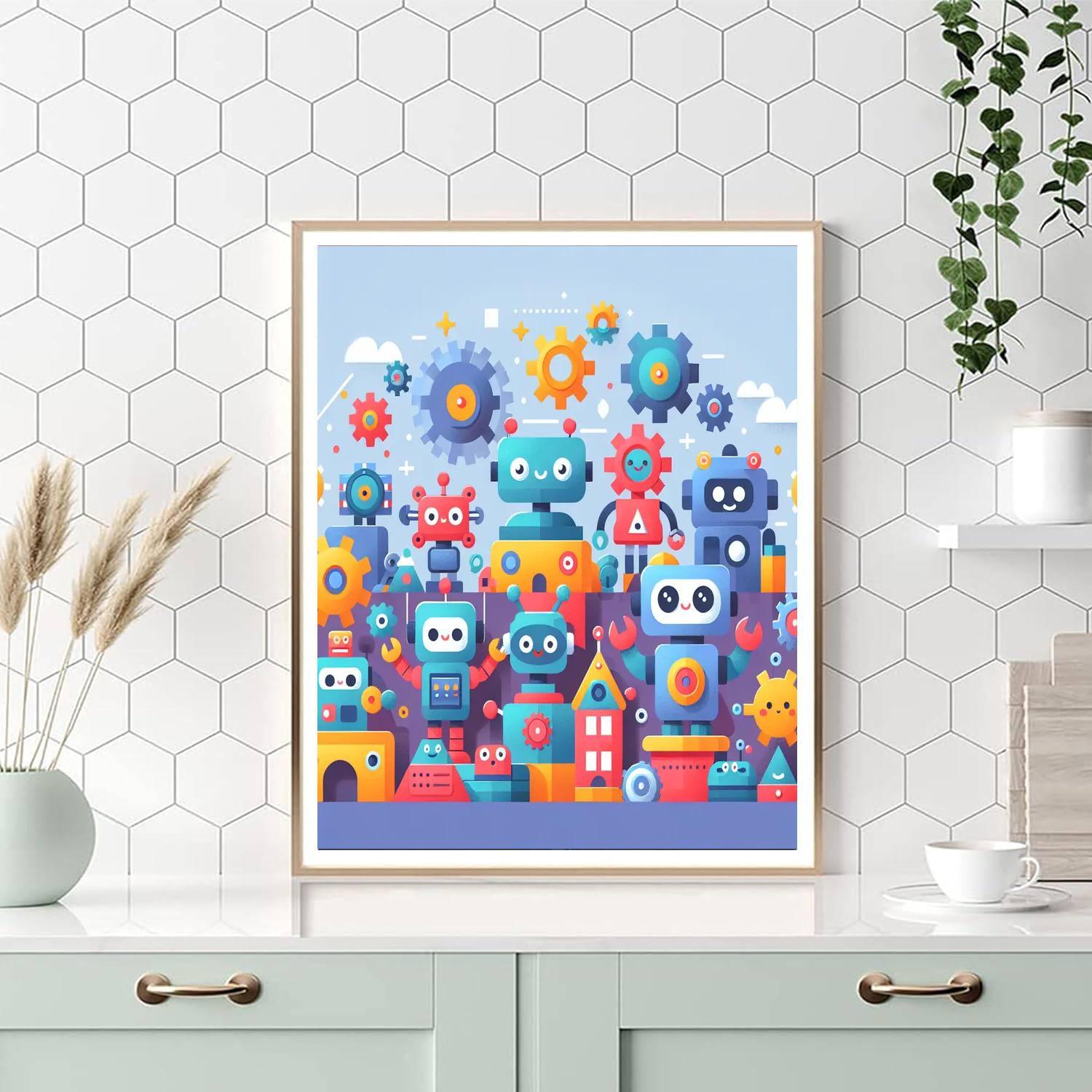 Playful Robot World Paint By Numbers Kits