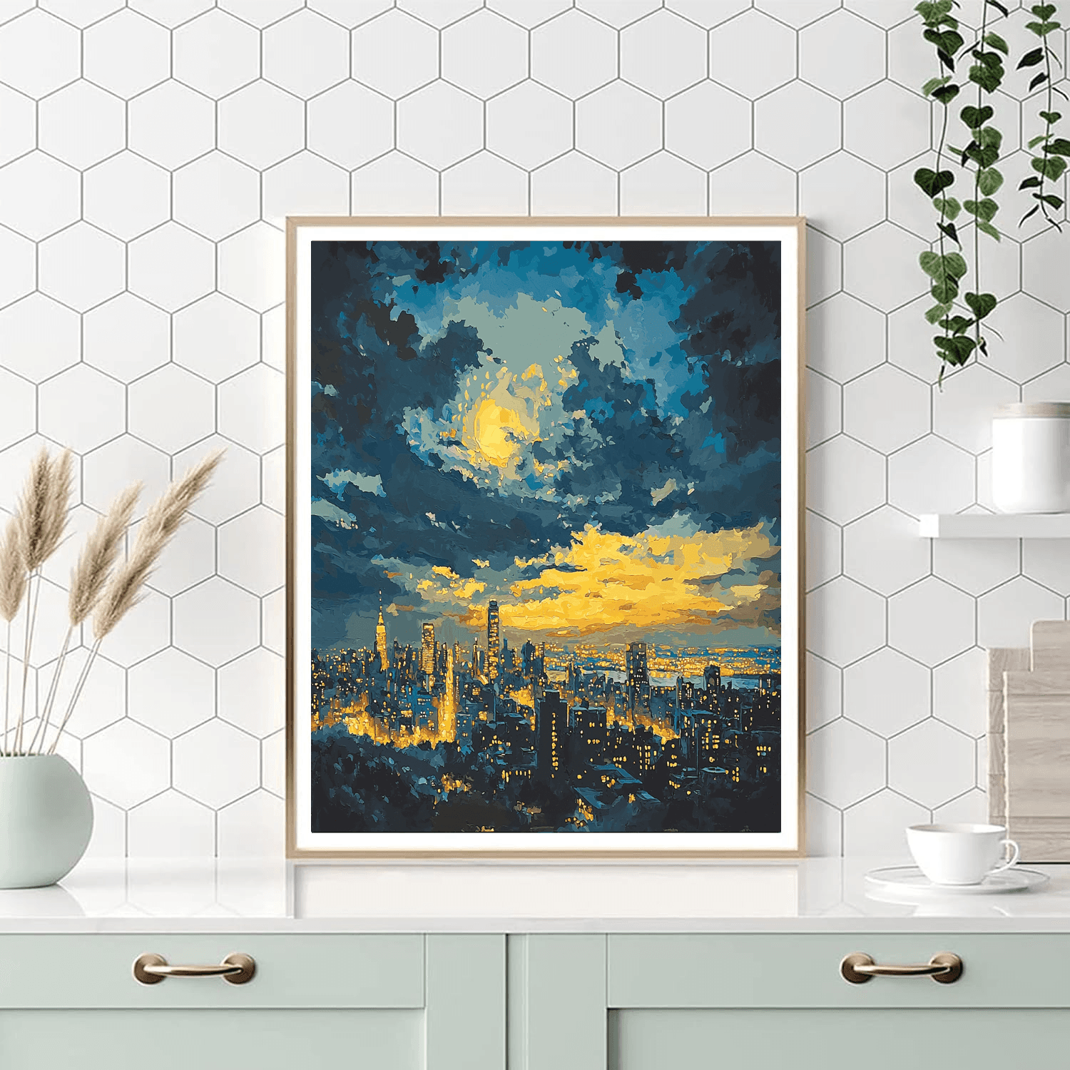 Hopper Inspired Dazzling Nightscape  Paint By Number