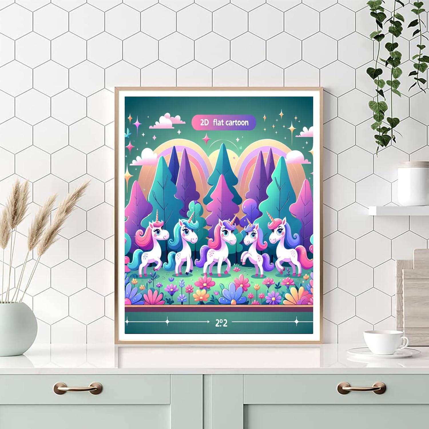 Magical Unicorns In The Enchanted Forest Paint By Numbers Kits