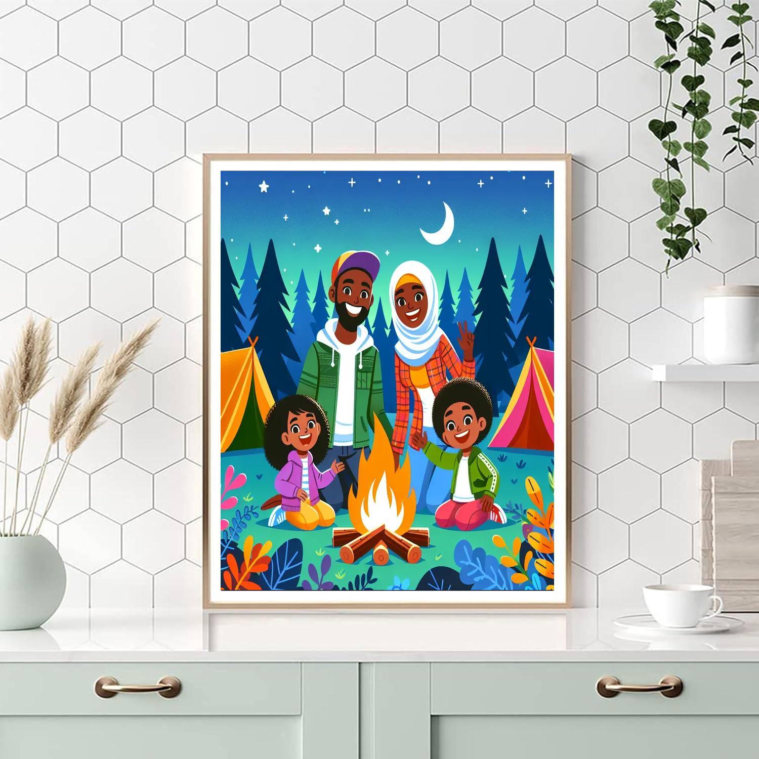 Happy Family Camping Paint By Numbers