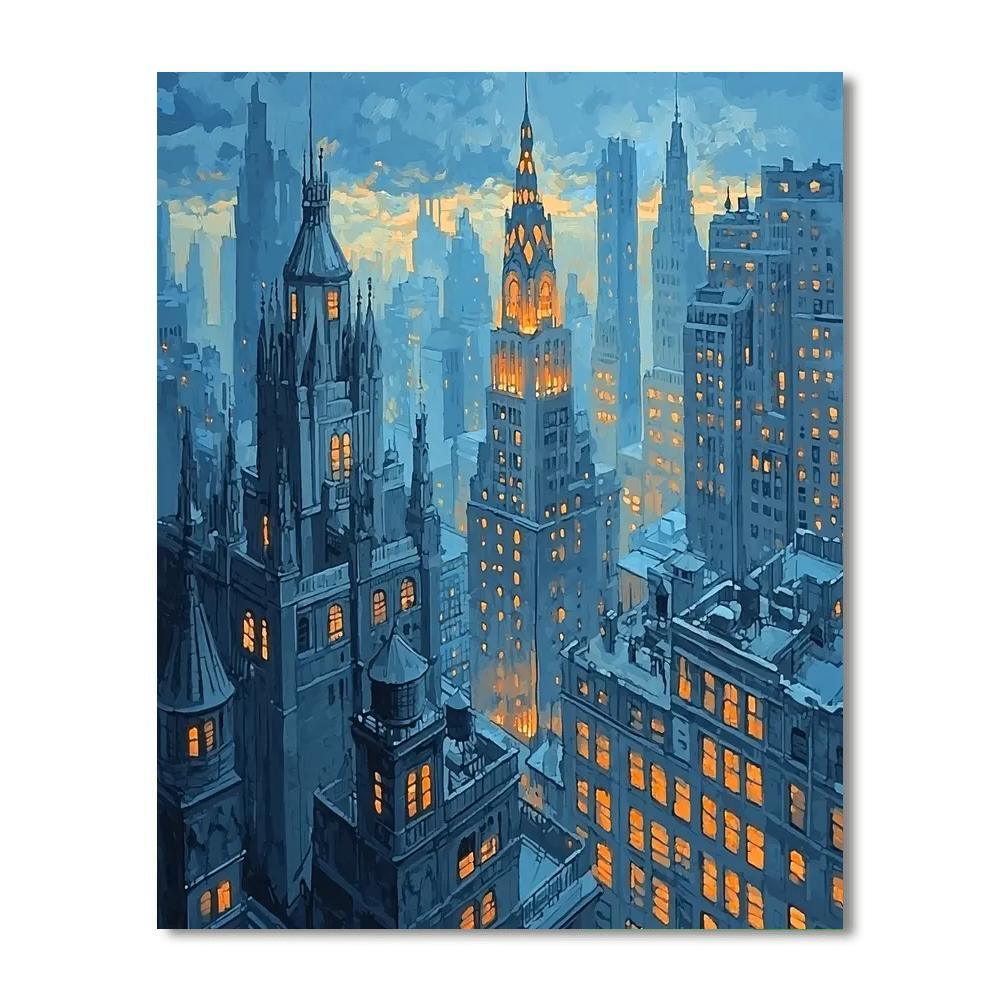 Edward Hopper Inspired City Skyline Panorama  Paint By Numbers