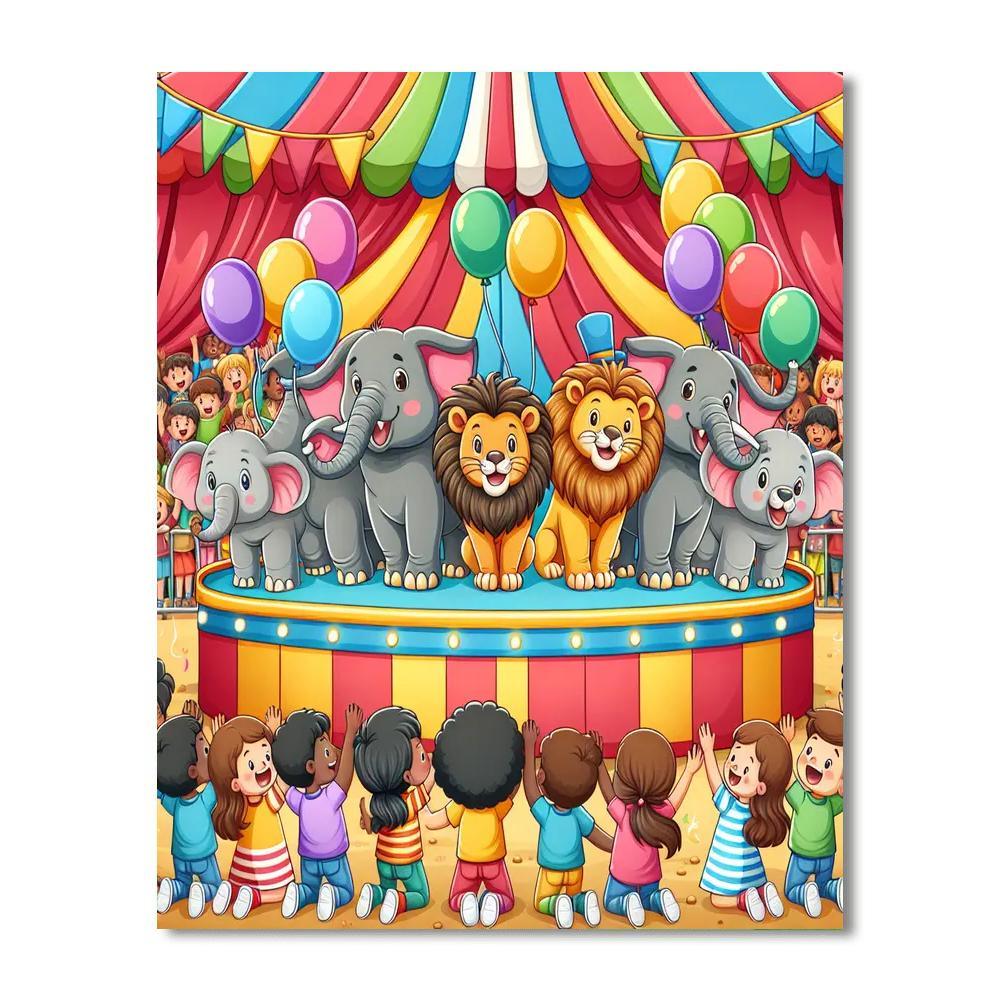 Wild Animal Circus Painting By Numbers Kit